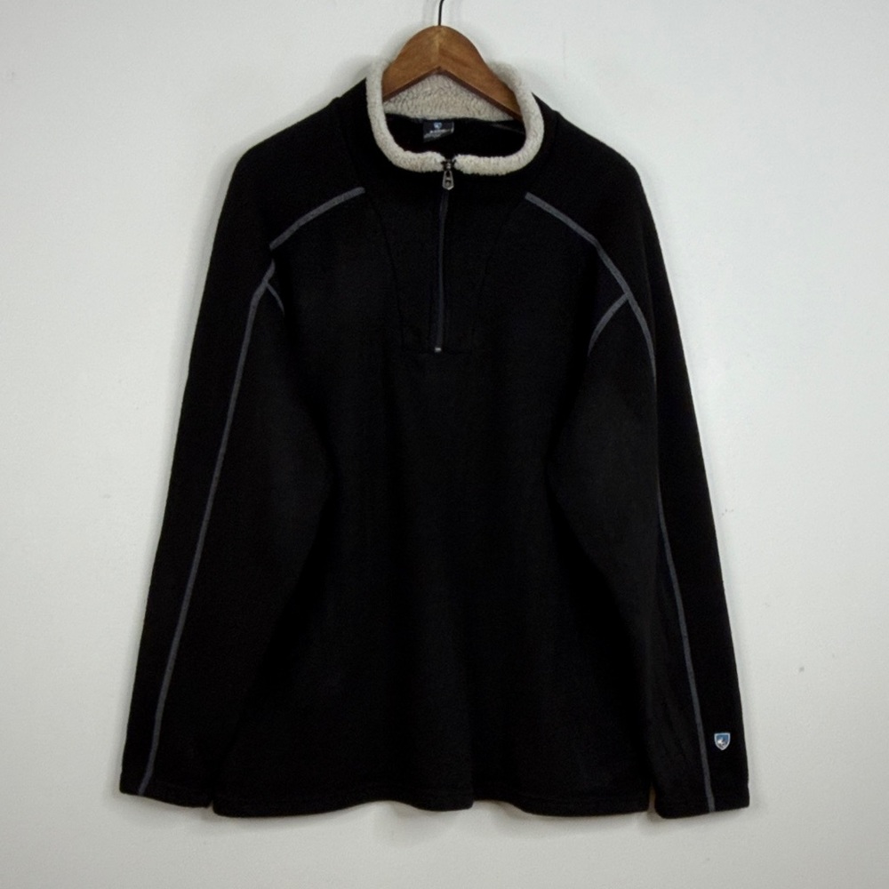 Kuhl Europa 1/4 Zip Sweater Mens XXL Black Alfpaca Fleece Long Sleeve Pullover